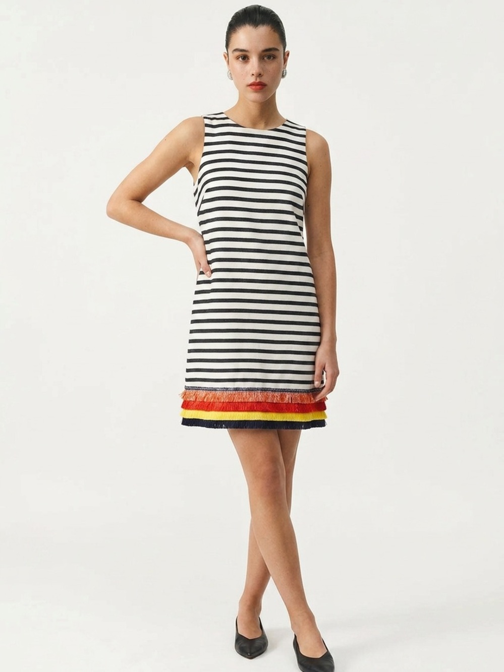 NICOLE MILLER NEW YORK | Stripe Mini Dress Multicolor Tassle Trim Women’s Size 2